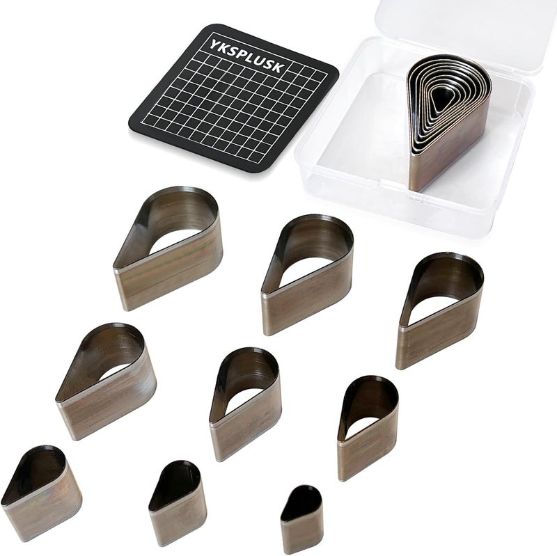YKSPLUSK 9 Pcs Leather Hole Cutter Set, 9 Sizes Teardrop Shaped Cutting Dies Tool, Cutting Mold Punching Die Set for DIY Craft, Leather Cutter Hollow Punching with Box - Image 1